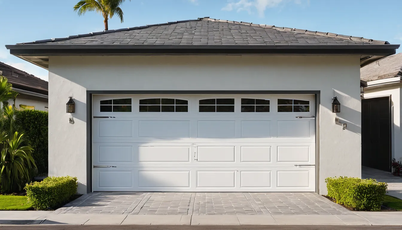 A new garage door freshly installed on a home in Temple Terrace