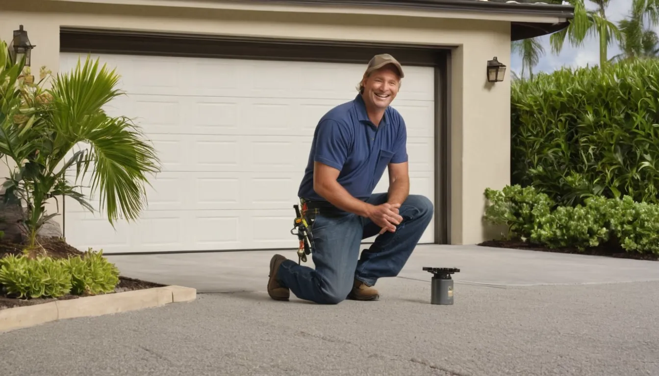 A friendly garage door provider checking the springs and track of a home garage door in Temple Terrace